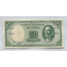 CHILE 5 CENTECIMOS DE ESCUDO RESELLADO EN 50 PESOS BILLETE SIN CIRCULAR, UNC